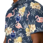 Edmonton Oilers Hawaiian Shirt – Flamingo Hibiscus