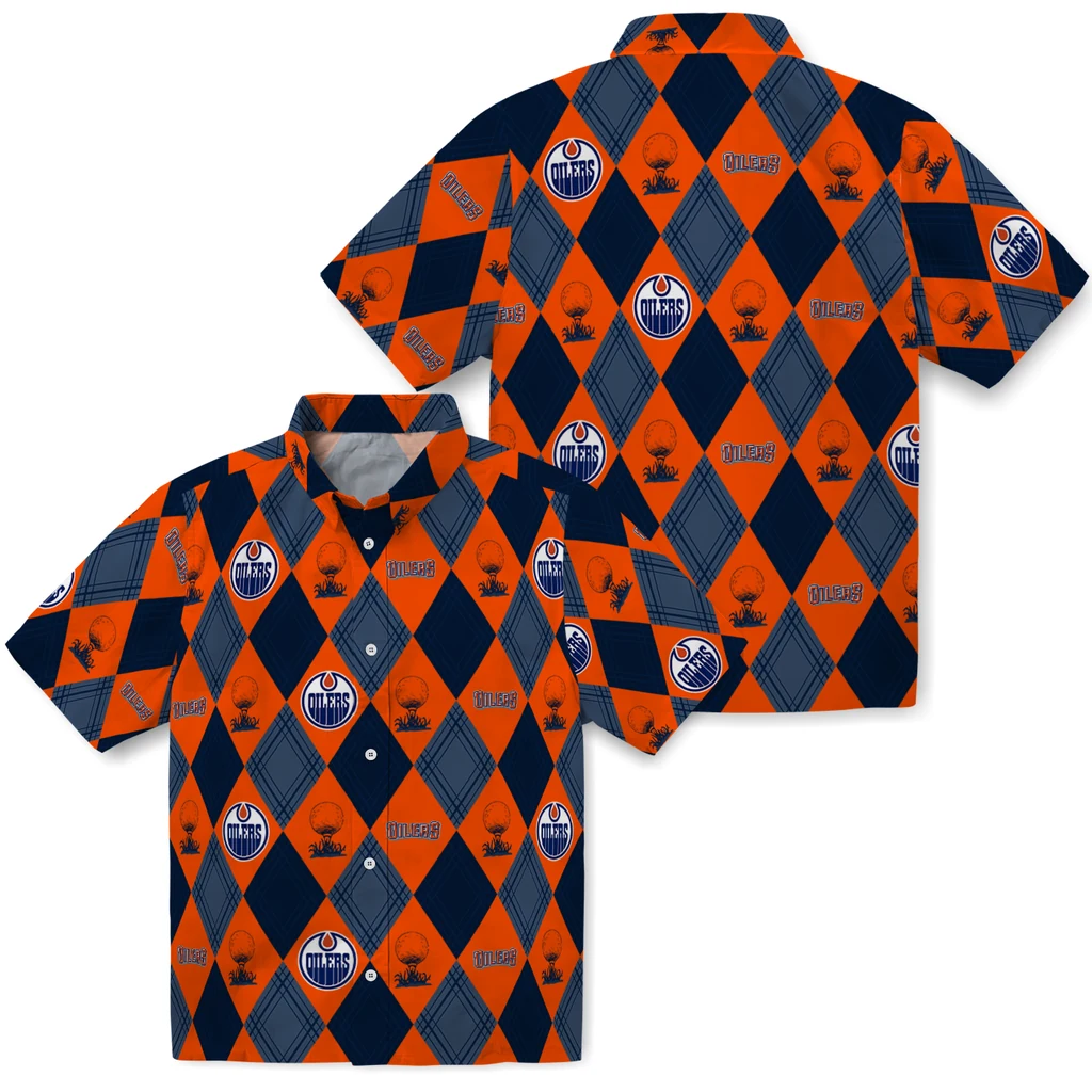 Edmonton Oilers Hawaiian Shirt - Golfing Plaid edmonton oilers balloon plaid blue hawaiian shirts high quality