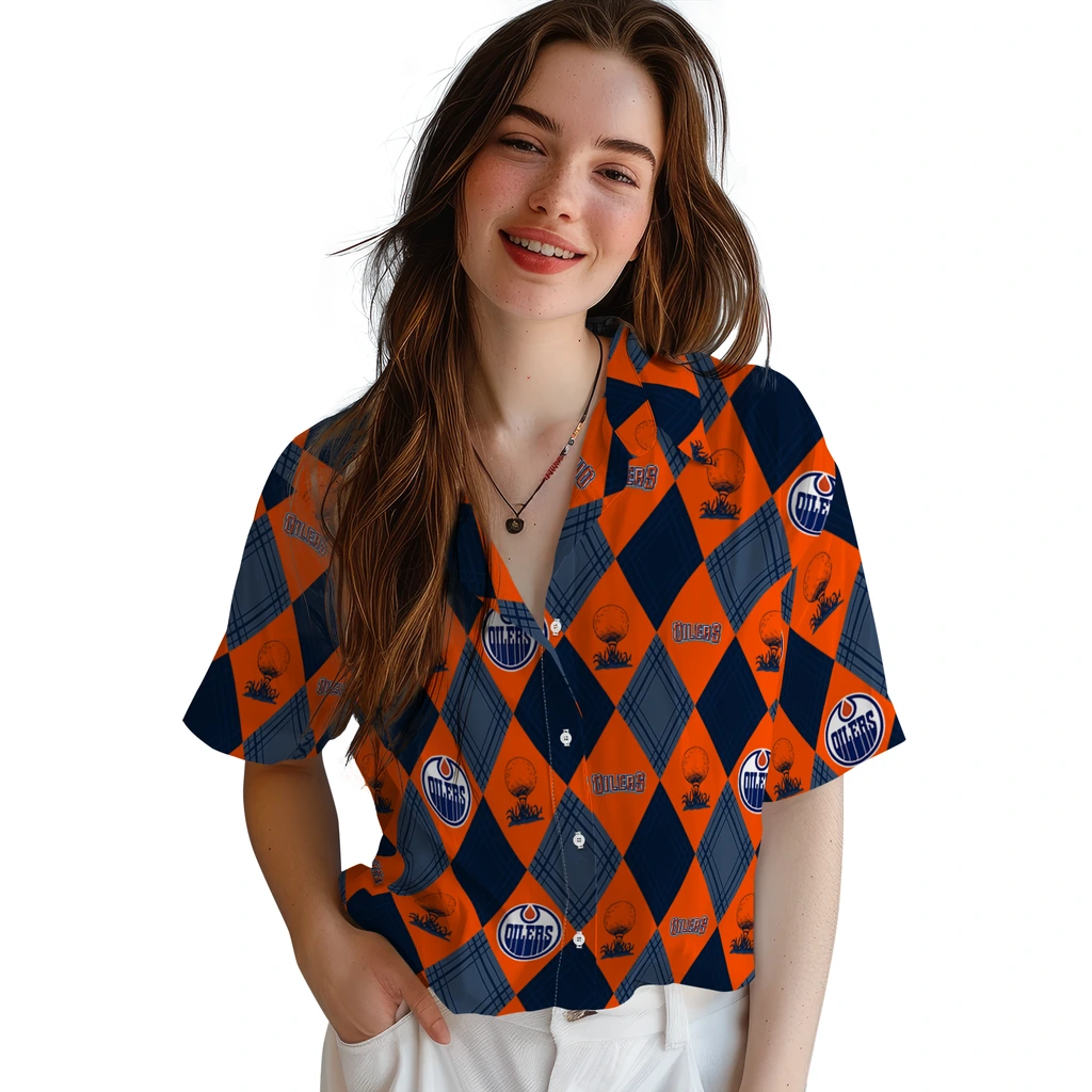 Edmonton Oilers Hawaiian Shirt - Golfing Plaid edmonton oilers balloon plaid blue hawaiian shirts latest model