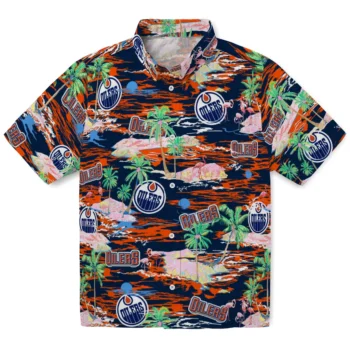 edmonton oilers flamingo retreat blue hawaiian shirts best selling
