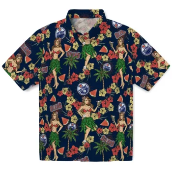edmonton oilers hawaiian girls design blue hawaiian shirts best selling