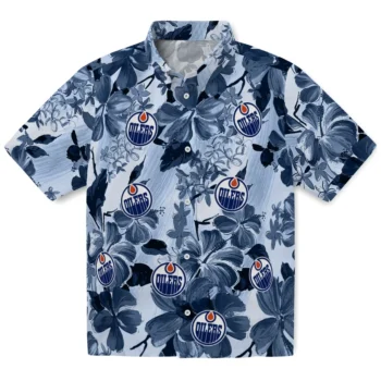 edmonton oilers hibiscus arrangement blue hawaiian shirts best selling