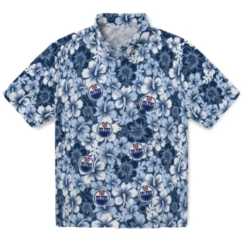 edmonton oilers hibiscus blooms blue hawaiian shirts best selling
