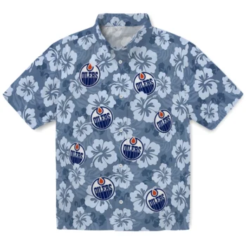 edmonton oilers hibiscus cluster blue hawaiian shirts best selling