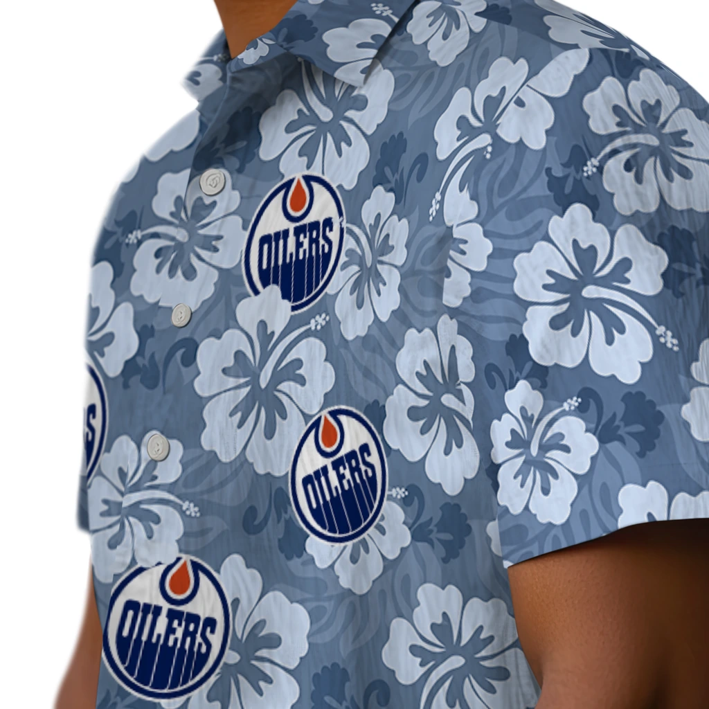 Edmonton Oilers Hawaiian Shirt - Hibiscus Cluster edmonton oilers hibiscus cluster blue hawaiian shirts trendy