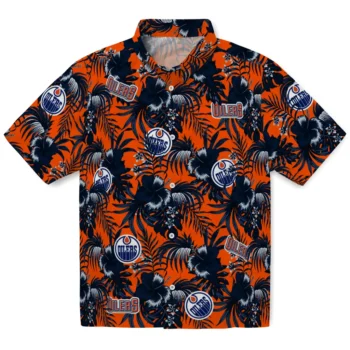 edmonton oilers hibiscus exotic blue hawaiian shirts best selling
