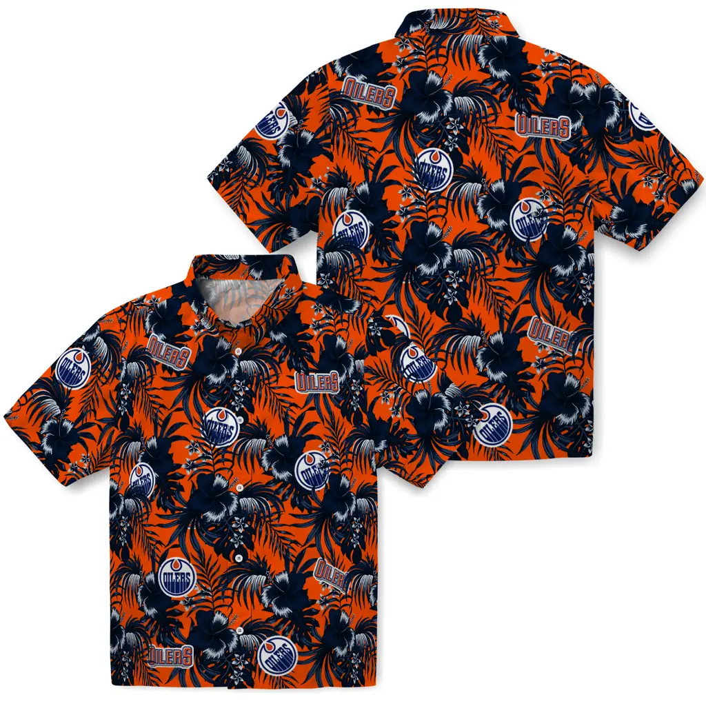 Edmonton Oilers Hawaiian Shirt - Hibiscus Exotic edmonton oilers hibiscus exotic blue hawaiian shirts high quality