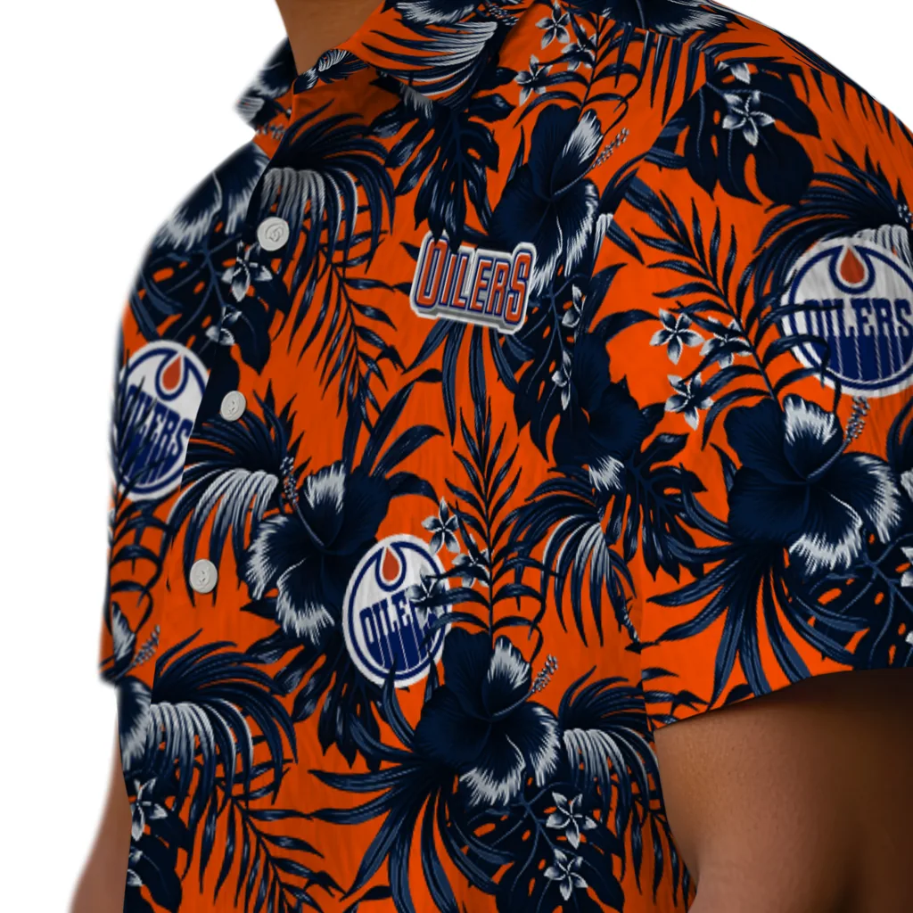 Edmonton Oilers Hawaiian Shirt - Hibiscus Exotic edmonton oilers hibiscus exotic blue hawaiian shirts trendy