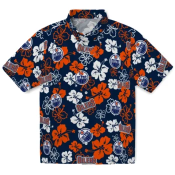 edmonton oilers hibiscus bloom blue hawaiian shirts best selling