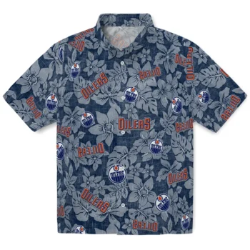 edmonton oilers hibiscus oasis blue hawaiian shirts best selling