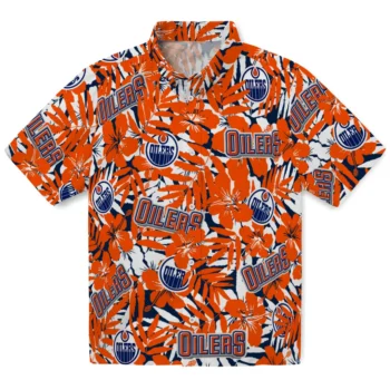 edmonton oilers hibiscus overlay hawaiian shirts best selling