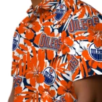 Edmonton Oilers Hawaiian Shirt – Hibiscus Overlay