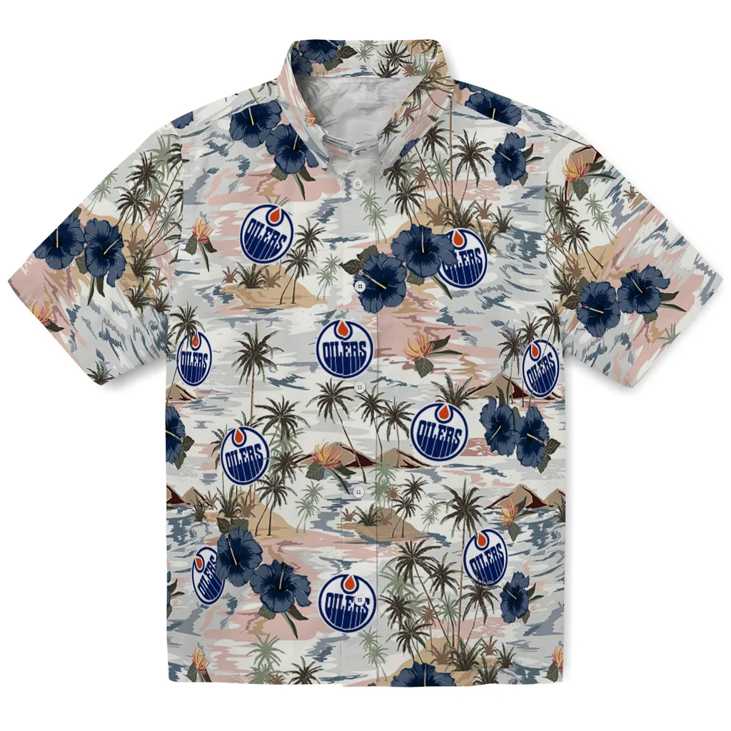 Edmonton Oilers Hawaiian Shirt - Hibiscus Seaside edmonton oilers hibiscus seaside white hawaiian shirts best selling