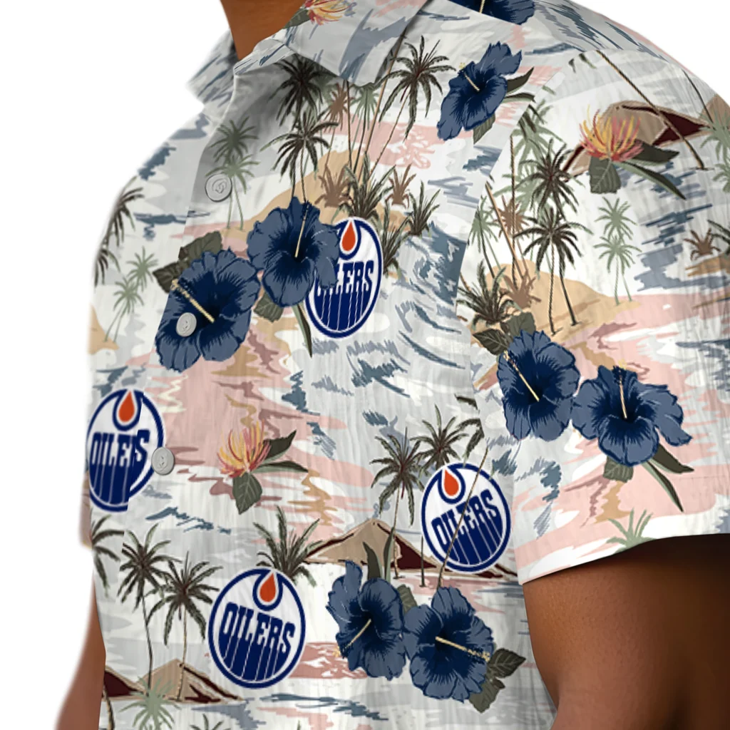 Edmonton Oilers Hawaiian Shirt - Hibiscus Seaside edmonton oilers hibiscus seaside white hawaiian shirts trendy