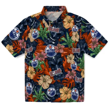 edmonton oilers tiki jungle blue hawaiian shirts best selling