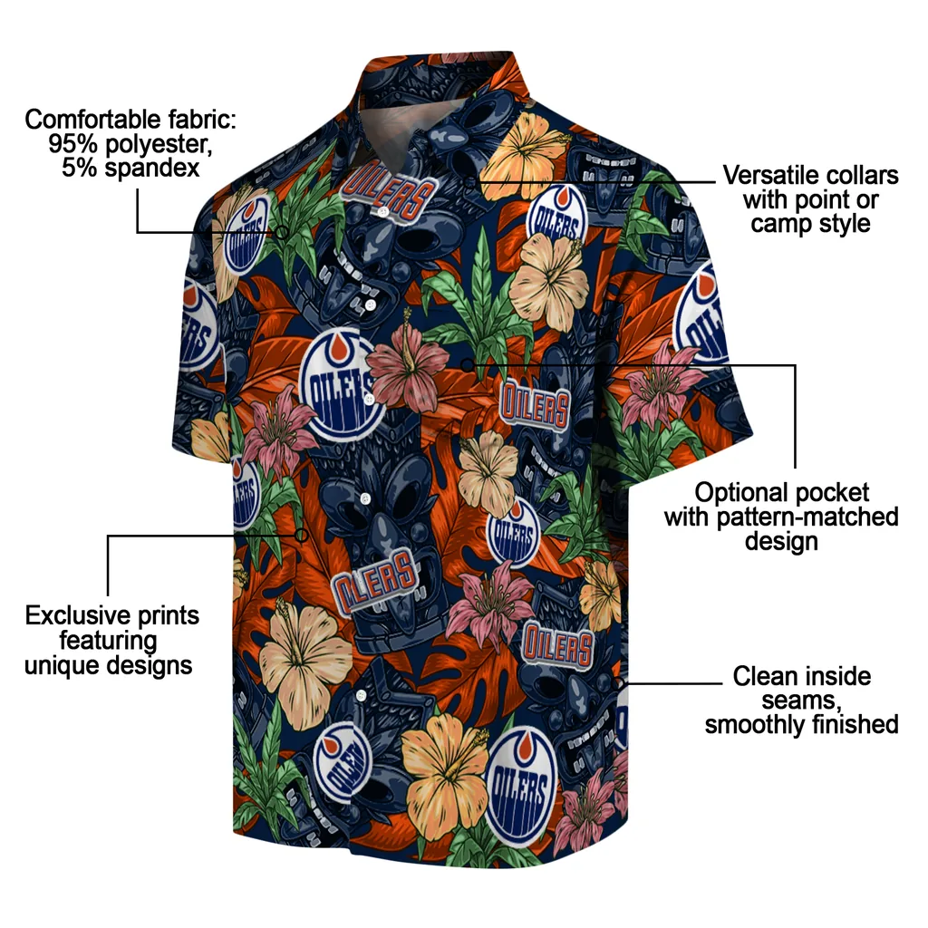 Edmonton Oilers Hawaiian Shirt - Hibiscus Tiki Jungle edmonton oilers tiki jungle blue hawaiian shirts new arrival