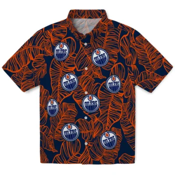 edmonton oilers leaf outline blue hawaiian shirts best selling