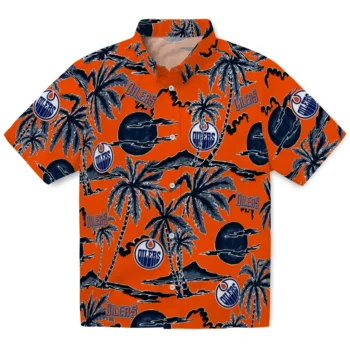 edmonton oilers palm sunset hawaiian shirts best selling