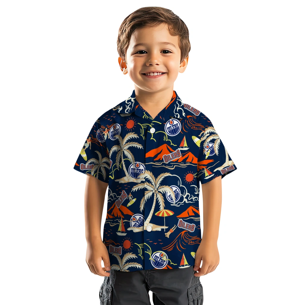 Edmonton Oilers Hawaiian Shirt - Palm Tree Island edmonton oilers palm tree island blue hawaiian shirts top rated
