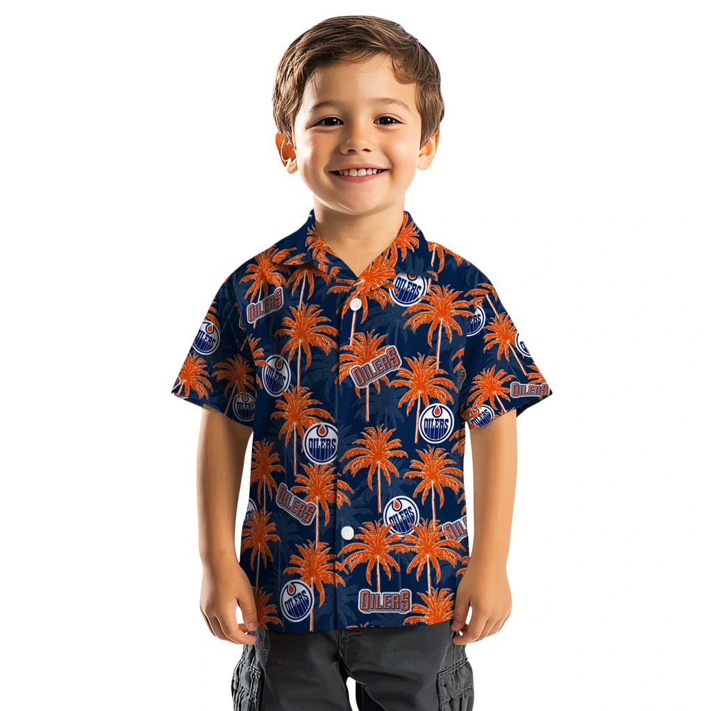 Edmonton Oilers Hawaiian Shirt - Palm Tree Motif edmonton oilers palm grove blue hawaiian shirts top rated