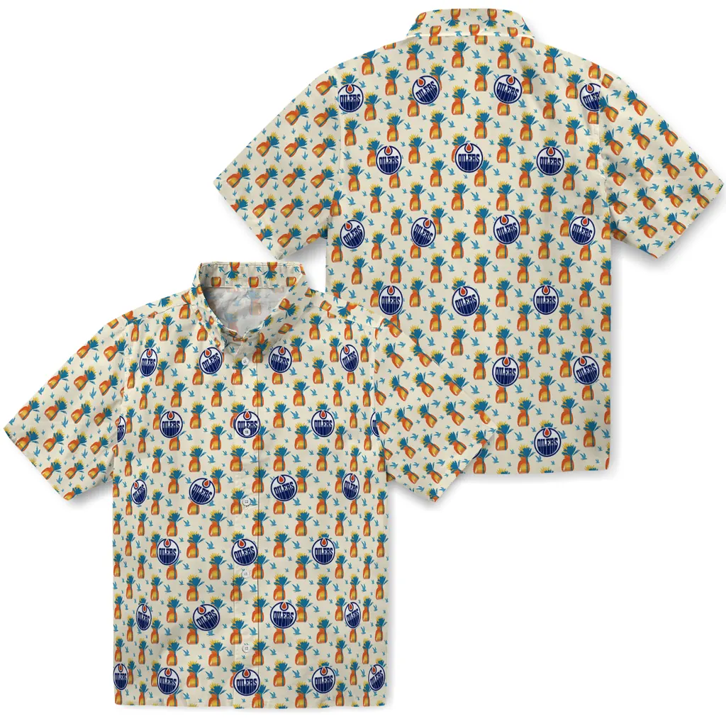 Edmonton Oilers Hawaiian Shirt - Pineapple Delight edmonton oilers pineapple delight beige hawaiian shirts high quality