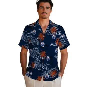 edmonton oilers wave palm blue hawaiian shirts fashion forward