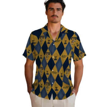 fiu panthers balloon plaid blue hawaiian shirts fashion forward