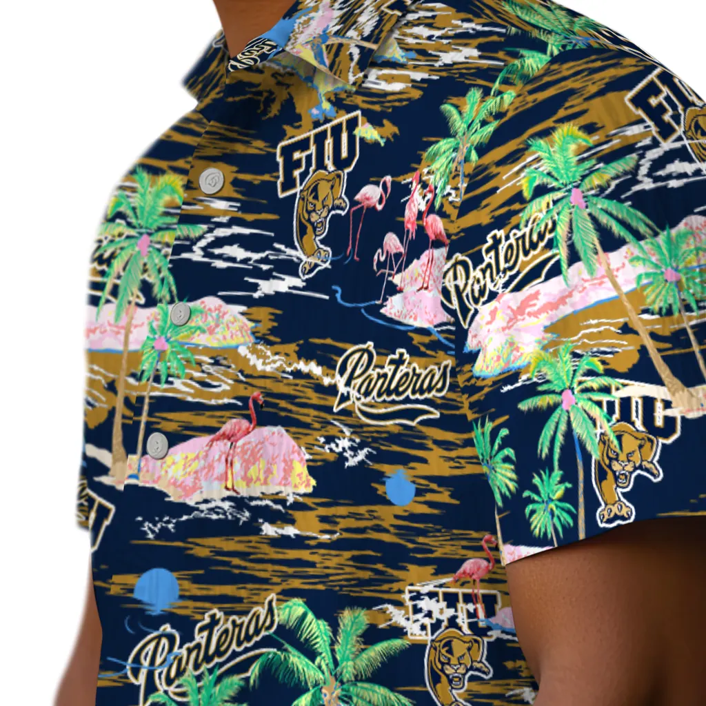 FIU Panthers Hawaiian Shirt - Hawaii Island fiu panthers flamingo retreat blue hawaiian shirts trendy