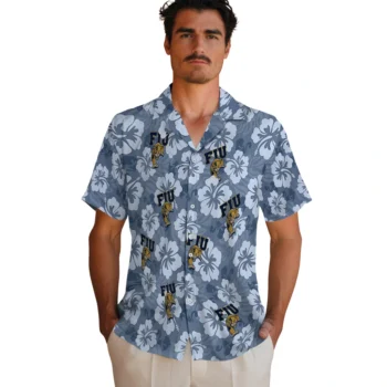 fiu panthers hibiscus cluster blue hawaiian shirts fashion forward