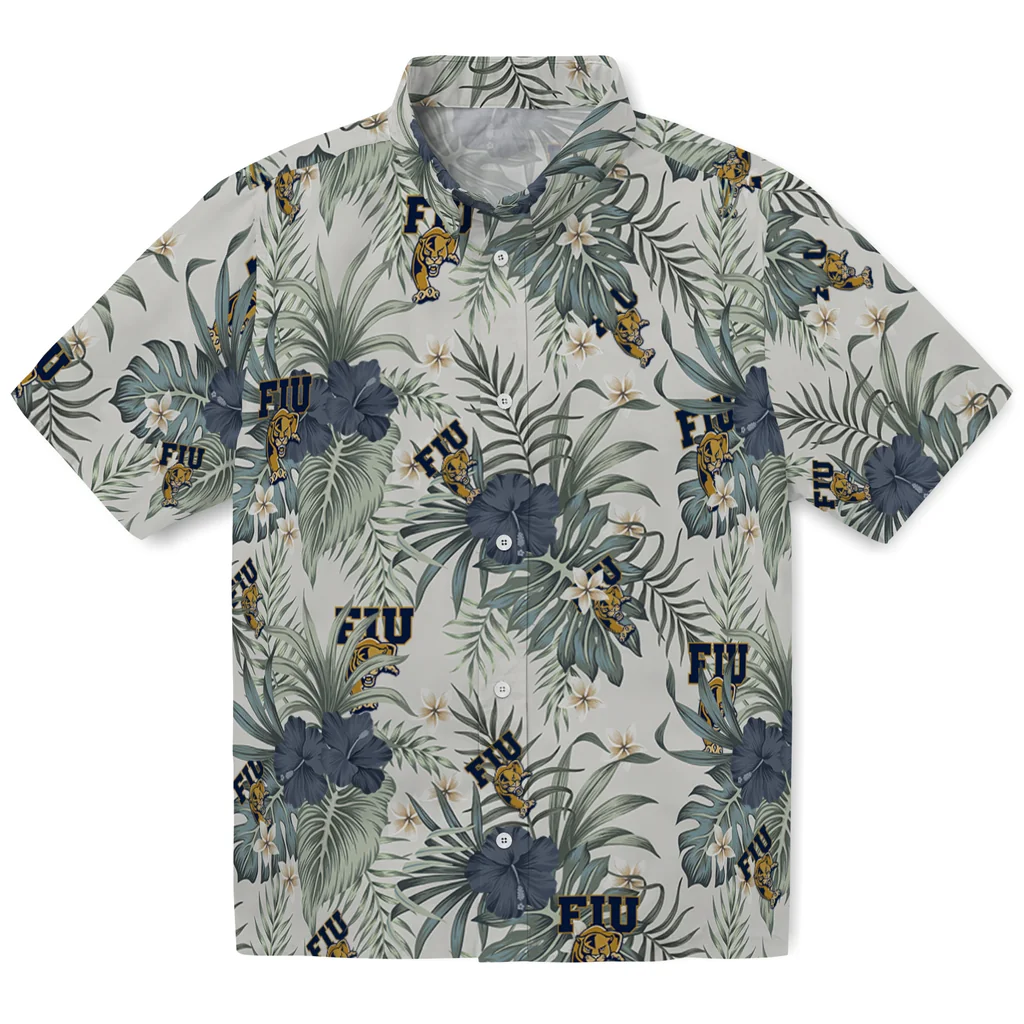 FIU Panthers Hawaiian Shirt - Hibiscus Designs fiu panthers hibiscus designs beige hawaiian shirts best selling
