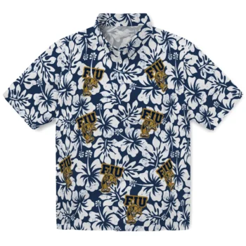 fiu panthers hibiscus motif blue white hawaiian shirts best selling