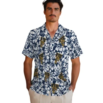 fiu panthers hibiscus motif blue white hawaiian shirts fashion forward
