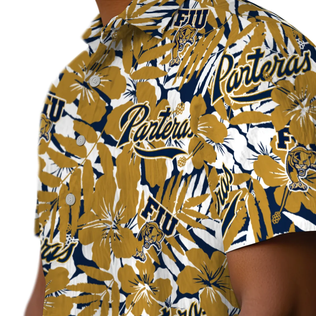FIU Panthers Hawaiian Shirt - Hibiscus Overlay fiu panthers hibiscus overlay hawaiian shirts trendy