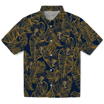 fiu panthers leaf outline blue hawaiian shirts best selling