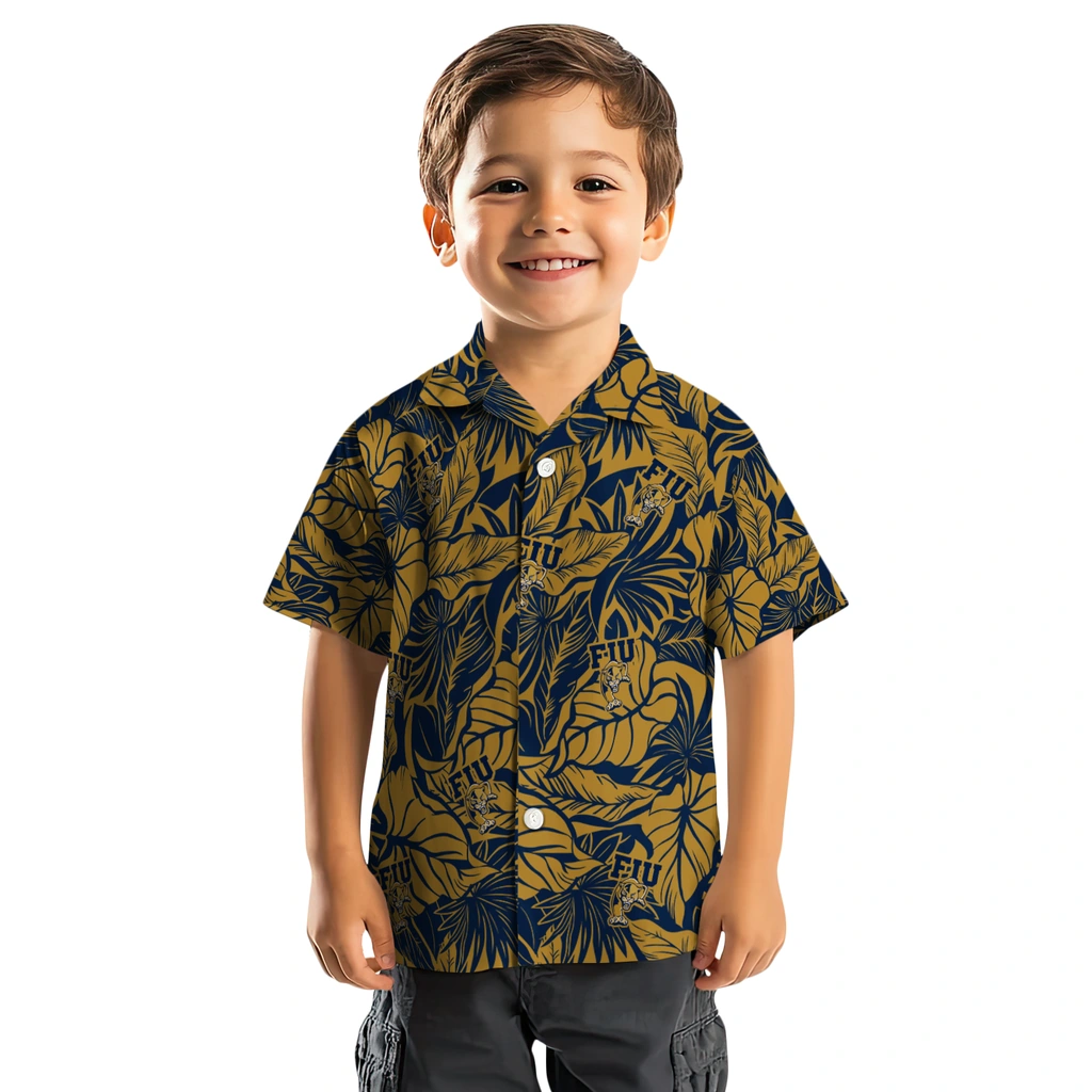 FIU Panthers Hawaiian Shirt - Monstera Layer fiu panthers monstera layer blue hawaiian shirts top rated