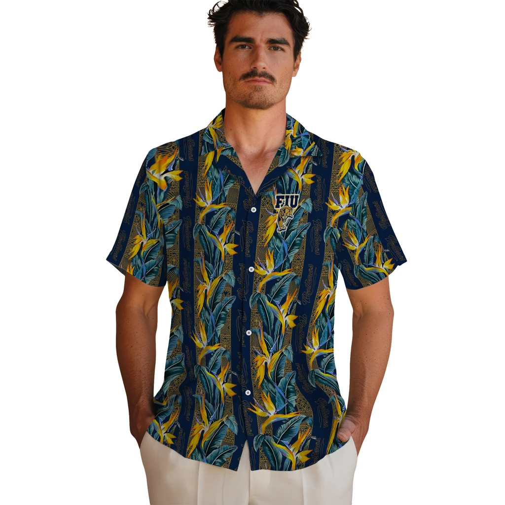 FIU Panthers Hawaiian Shirt - Paradise Vines fiu panthers paradise vines blue hawaiian shirts fashion forward