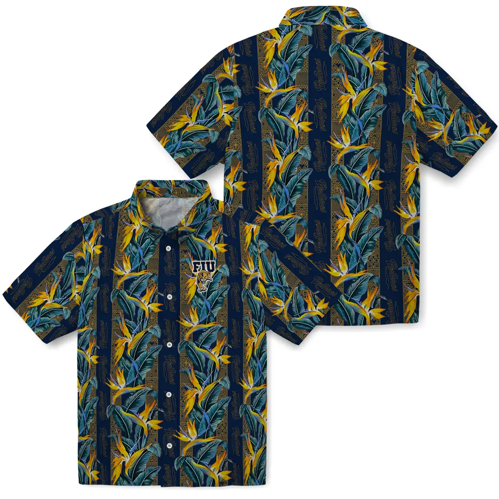 FIU Panthers Hawaiian Shirt - Paradise Vines fiu panthers paradise vines blue hawaiian shirts high quality