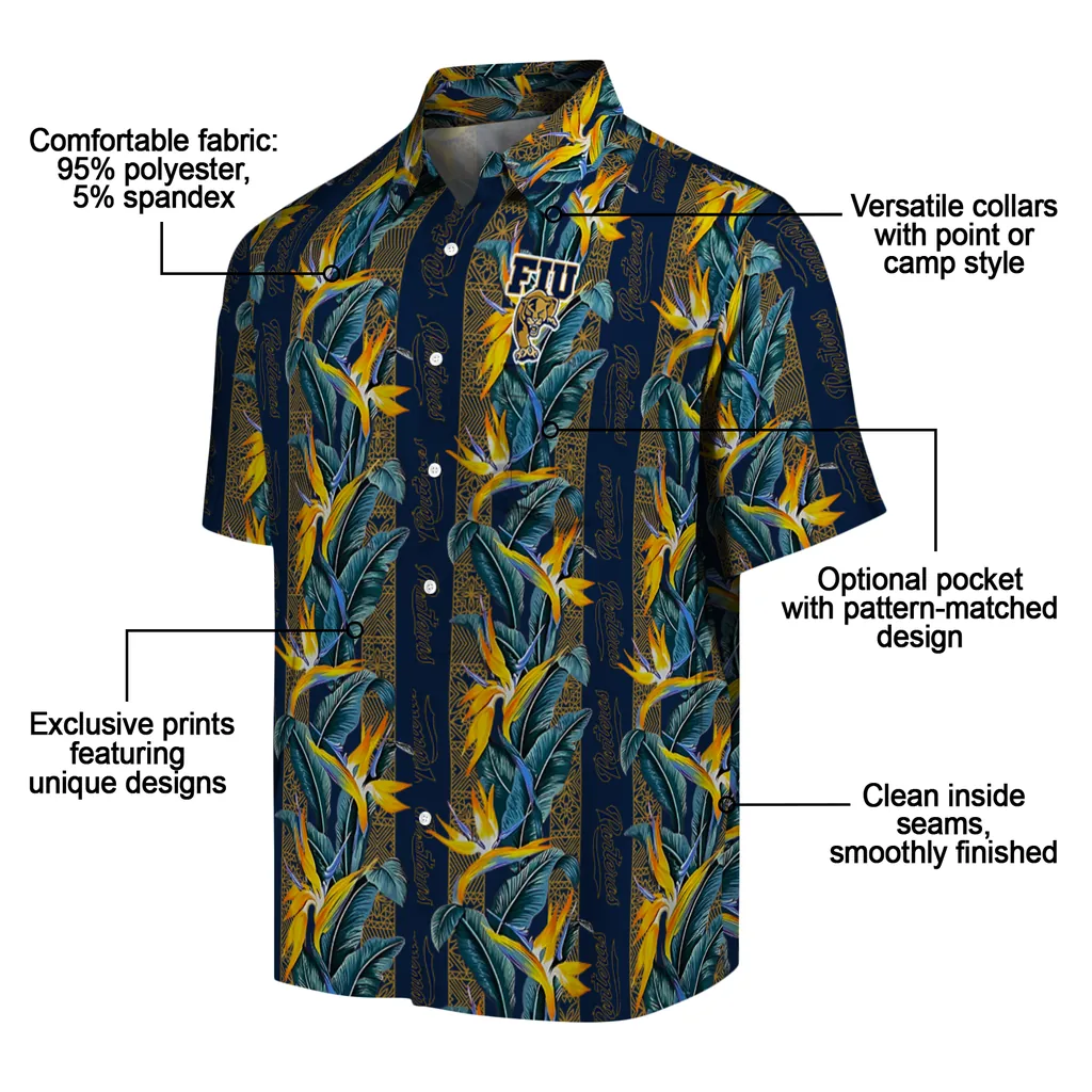 FIU Panthers Hawaiian Shirt - Paradise Vines fiu panthers paradise vines blue hawaiian shirts new arrival