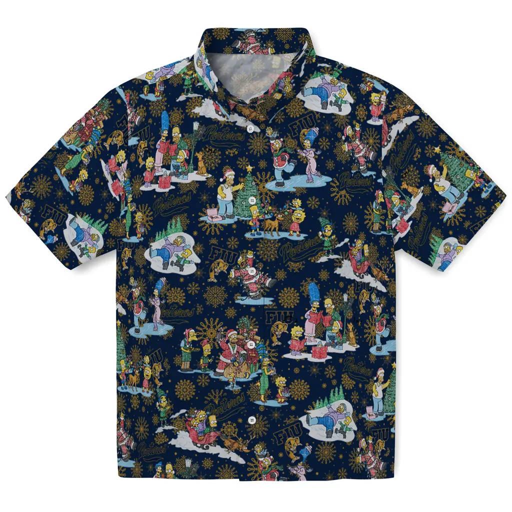 FIU Panthers Hawaiian Shirt - Simpsons Christmas fiu panthers simpsons christmas blue hawaiian shirts best selling