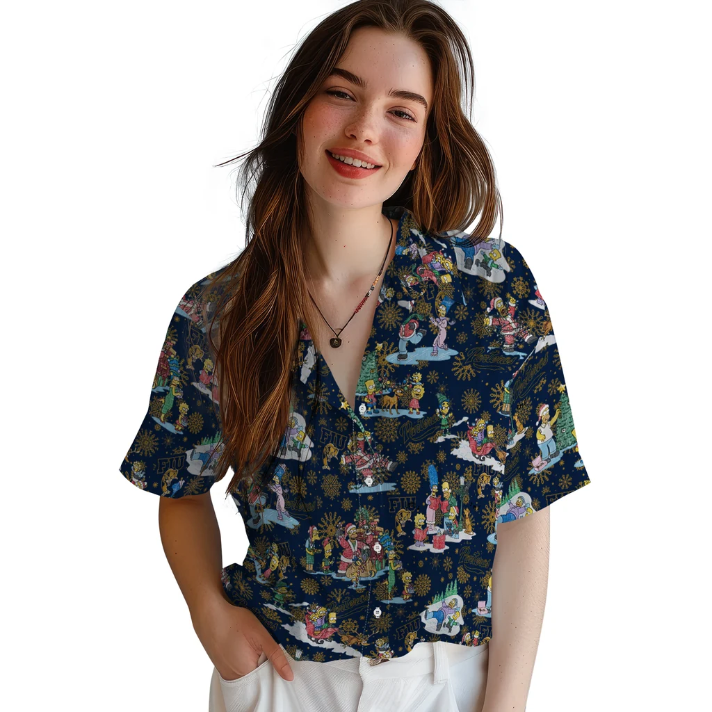 FIU Panthers Hawaiian Shirt - Simpsons Christmas fiu panthers simpsons christmas blue hawaiian shirts latest model