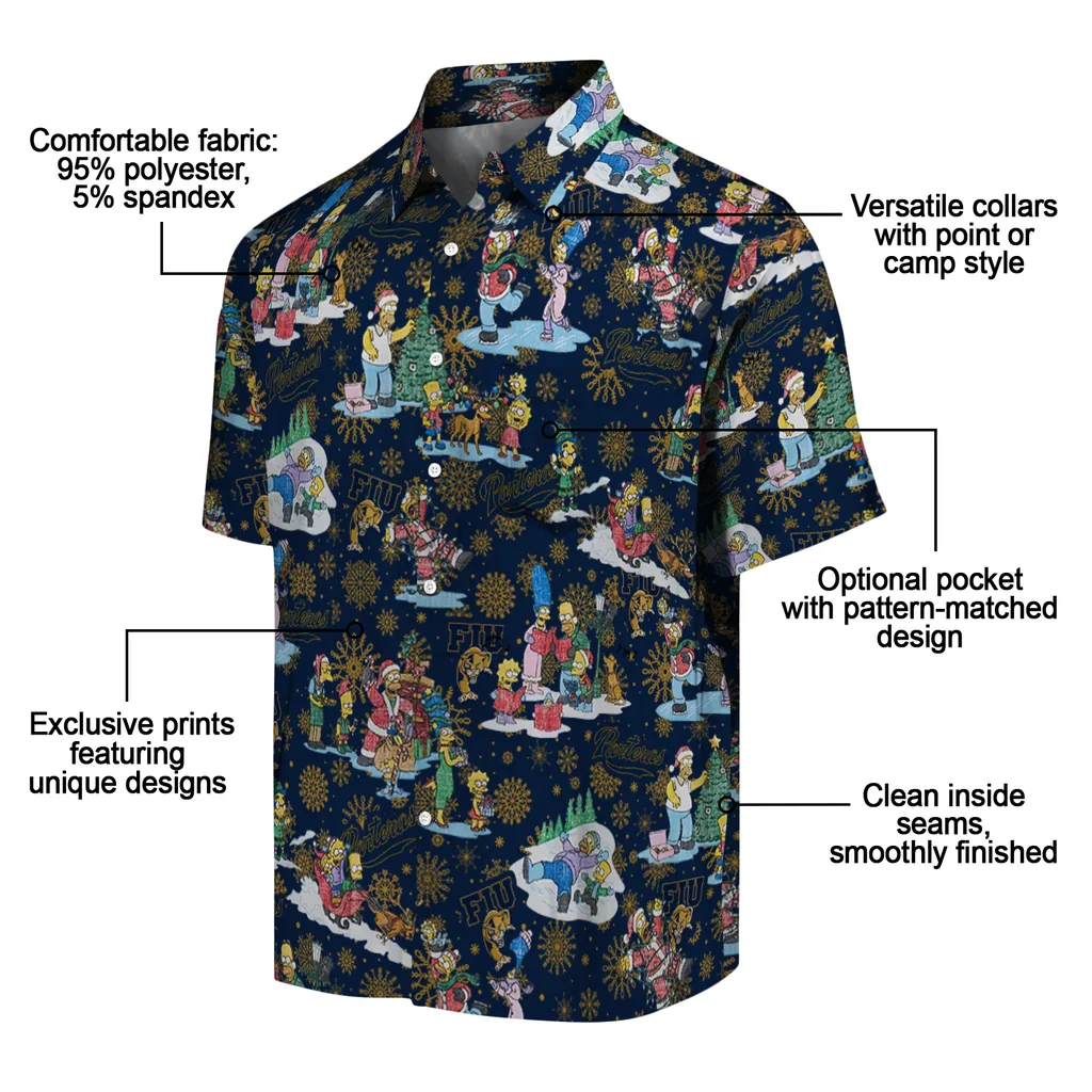 FIU Panthers Hawaiian Shirt - Simpsons Christmas fiu panthers simpsons christmas blue hawaiian shirts new arrival