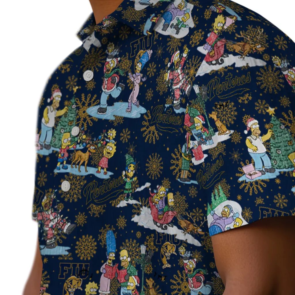 FIU Panthers Hawaiian Shirt - Simpsons Christmas fiu panthers simpsons christmas blue hawaiian shirts trendy