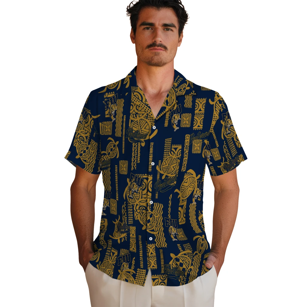 FIU Panthers Hawaiian Shirt - Turtle Lines fiu panthers turtle lines blue hawaiian shirts fashion forward