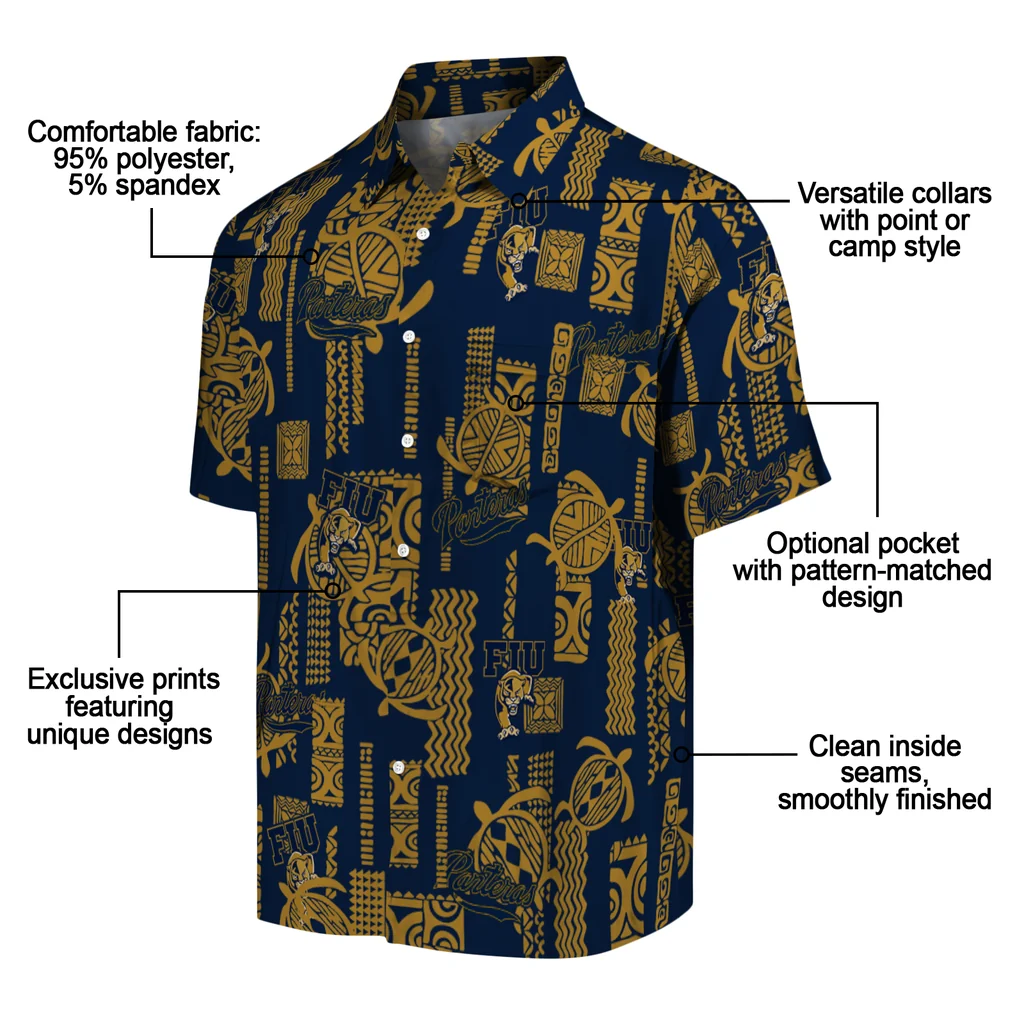 FIU Panthers Hawaiian Shirt - Turtle Lines fiu panthers turtle lines blue hawaiian shirts new arrival