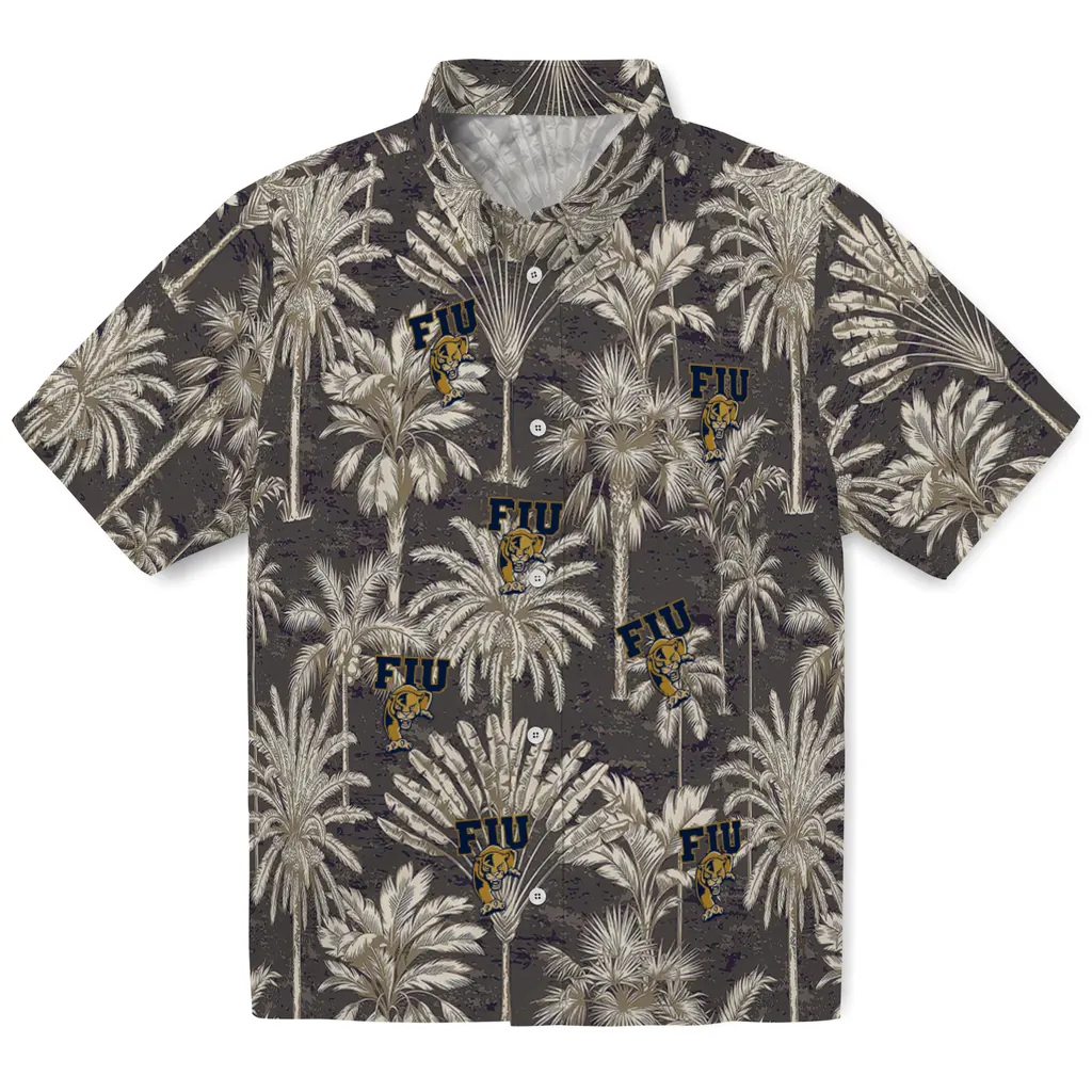 FIU Panthers Hawaiian Shirt - Vintage Palm Tree fiu panthers palm shadows blue hawaiian shirts best selling