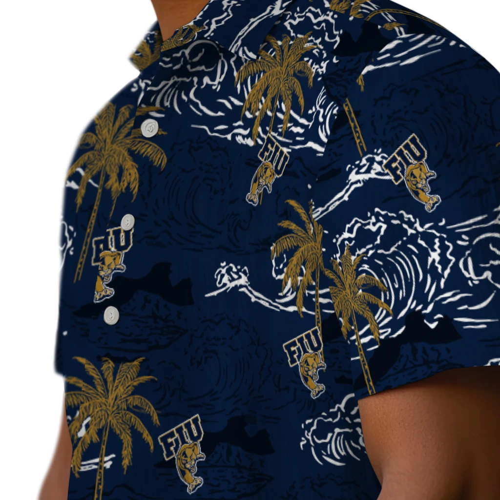 FIU Panthers Hawaiian Shirt - Wave Palm fiu panthers wave palm blue hawaiian shirts trendy