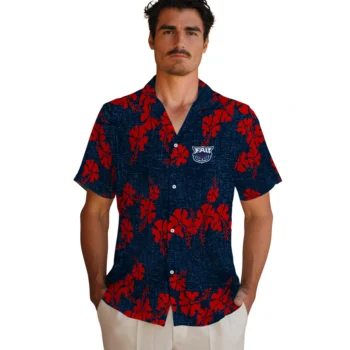 florida atlantic owls hibiscus petals blue hawaiian shirts fashion forward