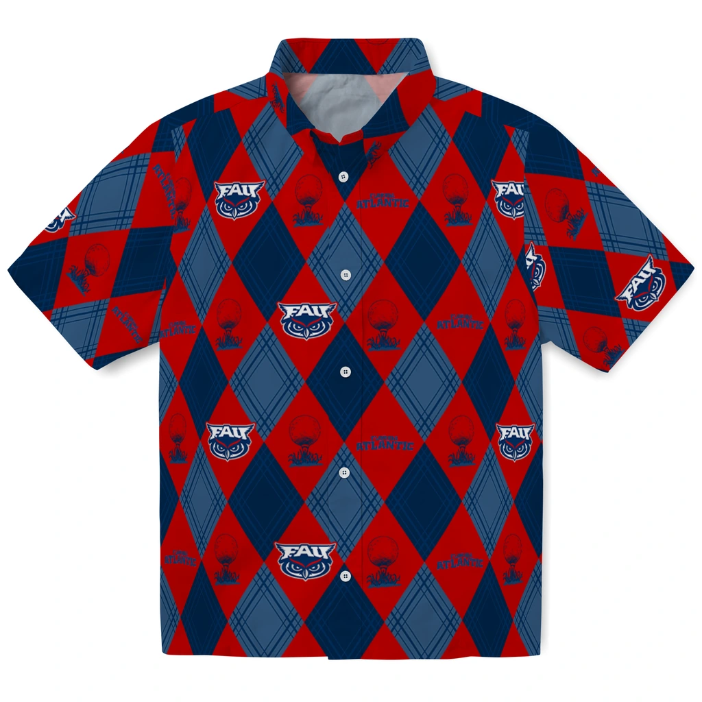 Florida Atlantic Owls Hawaiian Shirt - Golfing Plaid florida atlantic owls balloon plaid blue hawaiian shirts best selling