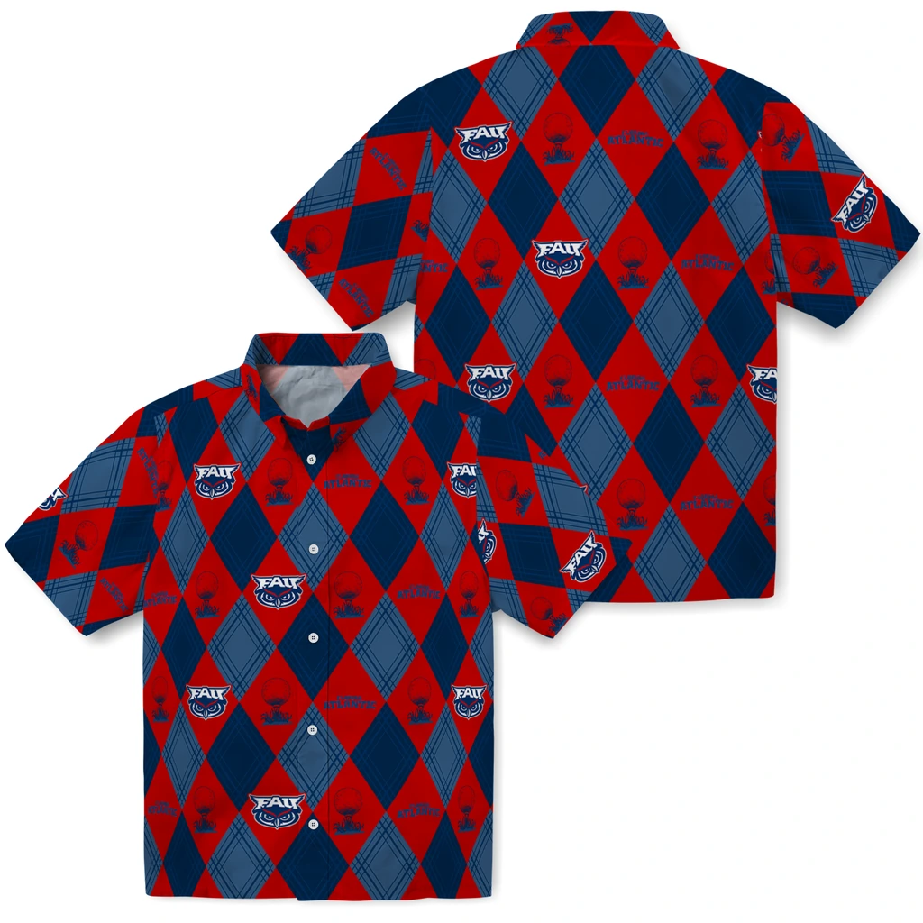 Florida Atlantic Owls Hawaiian Shirt - Golfing Plaid florida atlantic owls balloon plaid blue hawaiian shirts high quality
