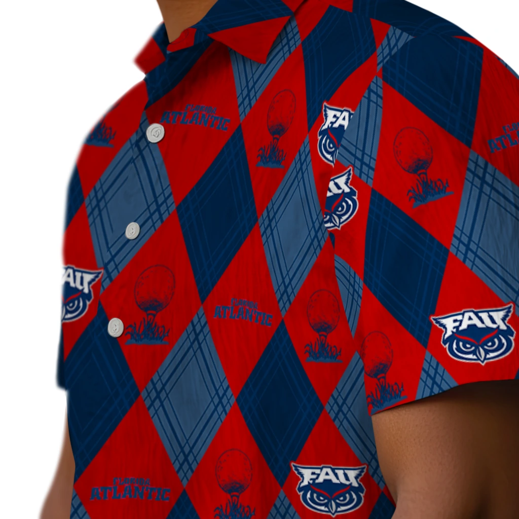Florida Atlantic Owls Hawaiian Shirt - Golfing Plaid florida atlantic owls balloon plaid blue hawaiian shirts trendy